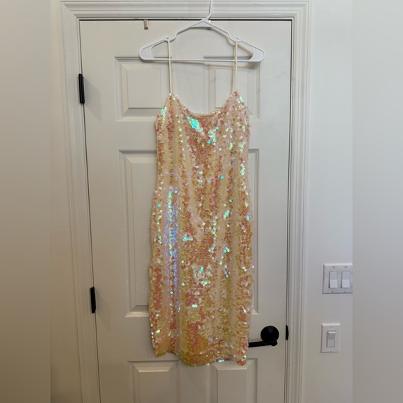 Milly Dresses & Skirts - Milly Ivory Iridescent Sequin Sleeveless Slip Mini Dress 4